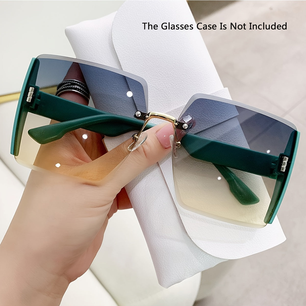 Oversized Rimless Glasses for Women and Men Ombre Lens Casual Outdoor Beach