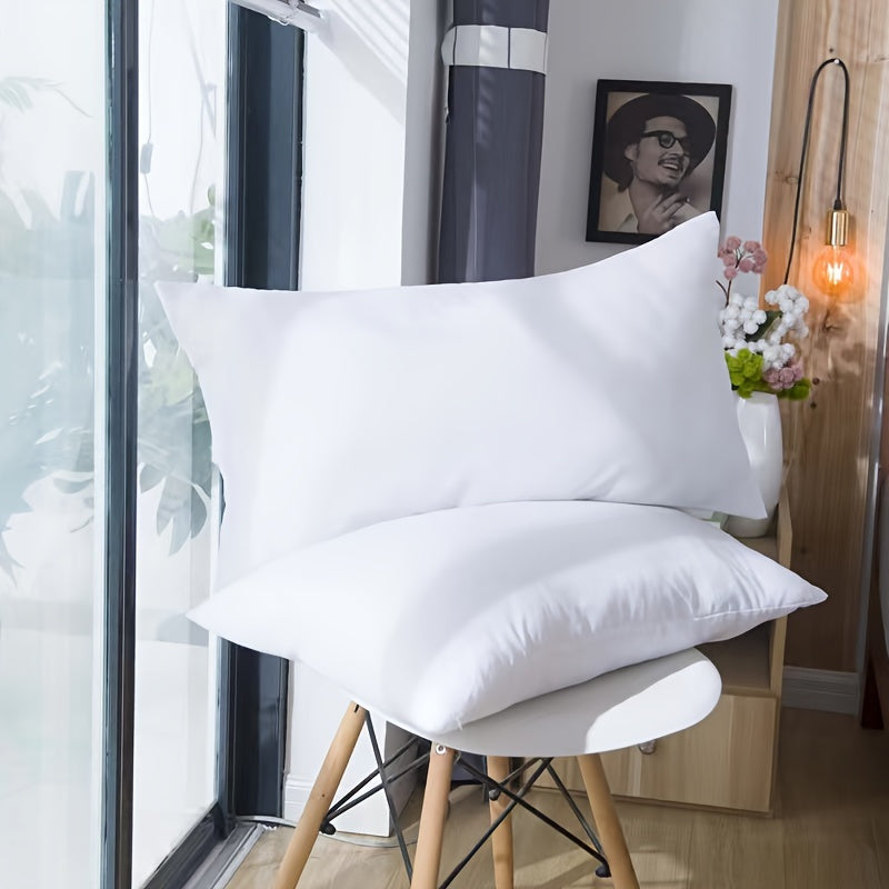 White Solid Cotton Pillow Set of 2 Soft Breathable for Home Bedroom Hotel