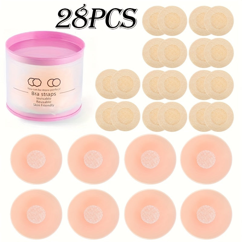 14 Pairs Silicone Nipple Covers Strapless Invisible Self-Adhesive Breast Pasties for Women