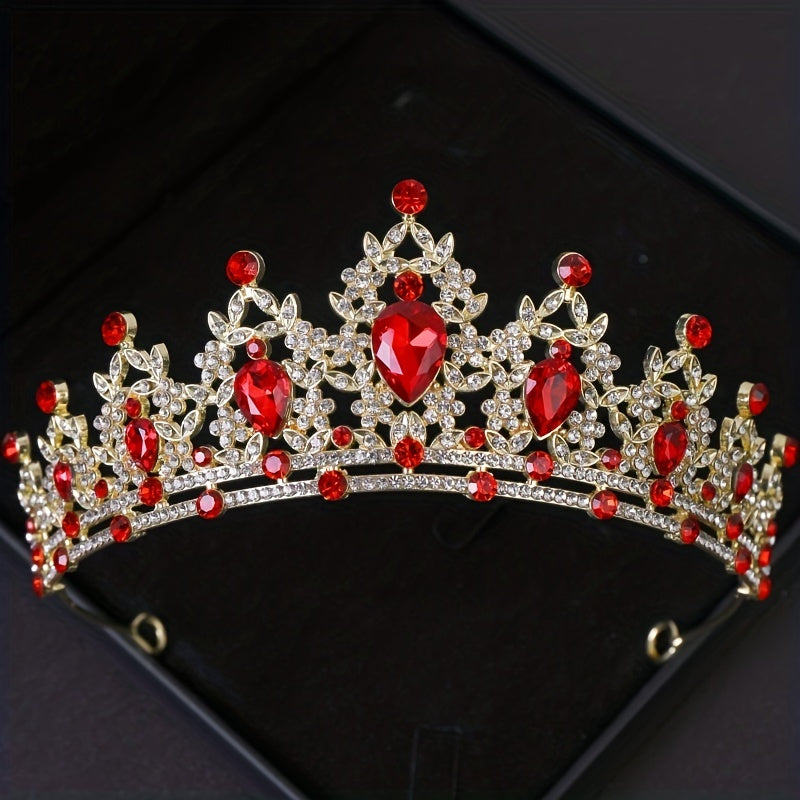 Colorful Rhinestone Crown for Wedding Gown Headdress Princess Queen Party Hair Accessories