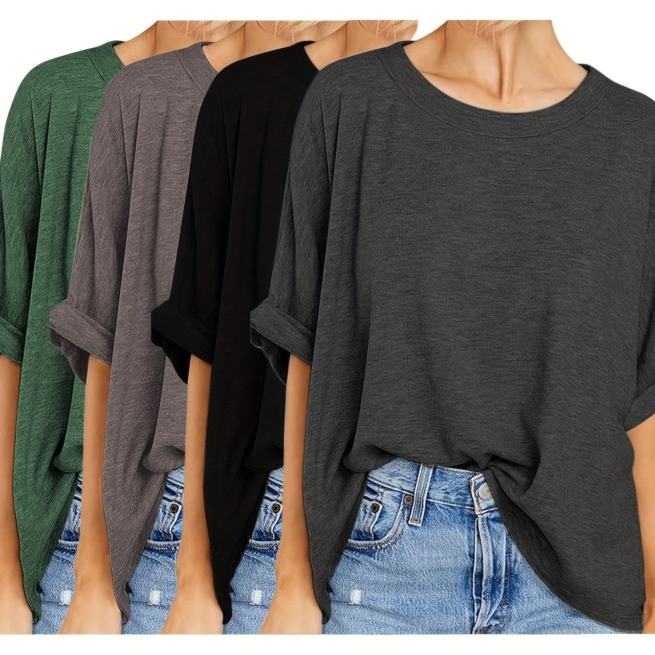 Plus Size Women's Loose Fit T-Shirts Short Sleeve Lightweight Breathable Casual