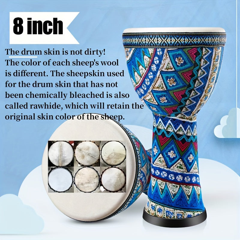 Afrika davul 20.32cm Qo‘l perkussion asbobi, musiqa va ko‘ngilochar uchun jonli Afrika naqshlari bilan