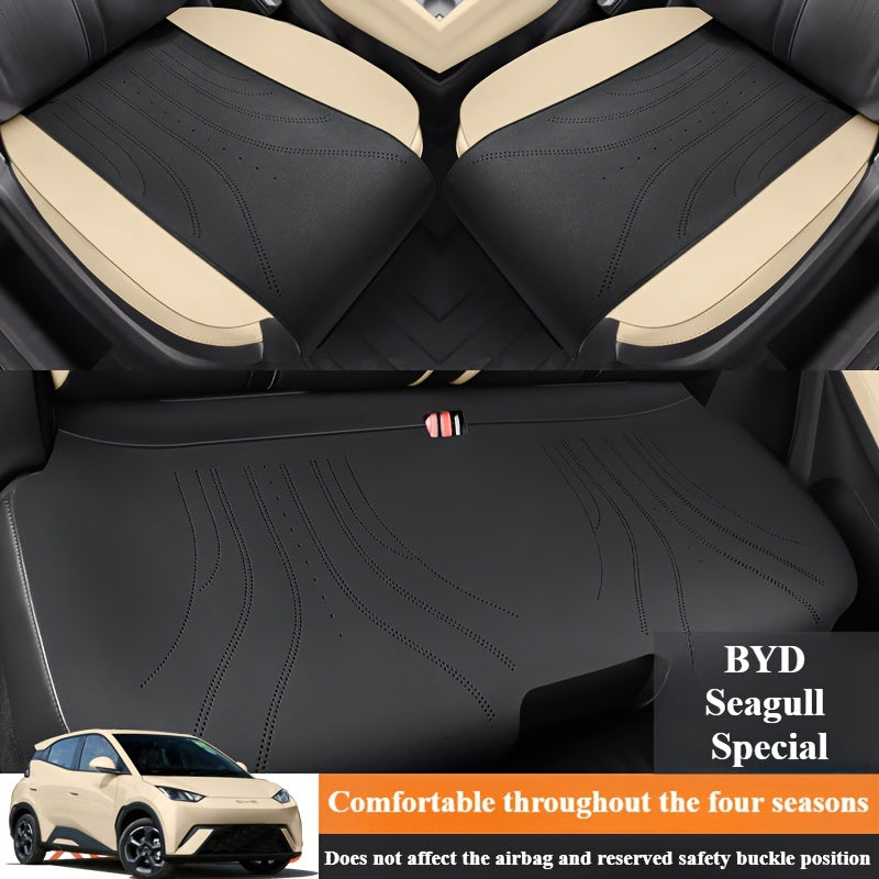 3Pc Synthetic Faux Leather Saddle Seat Cushions for Car All-Season Comfort