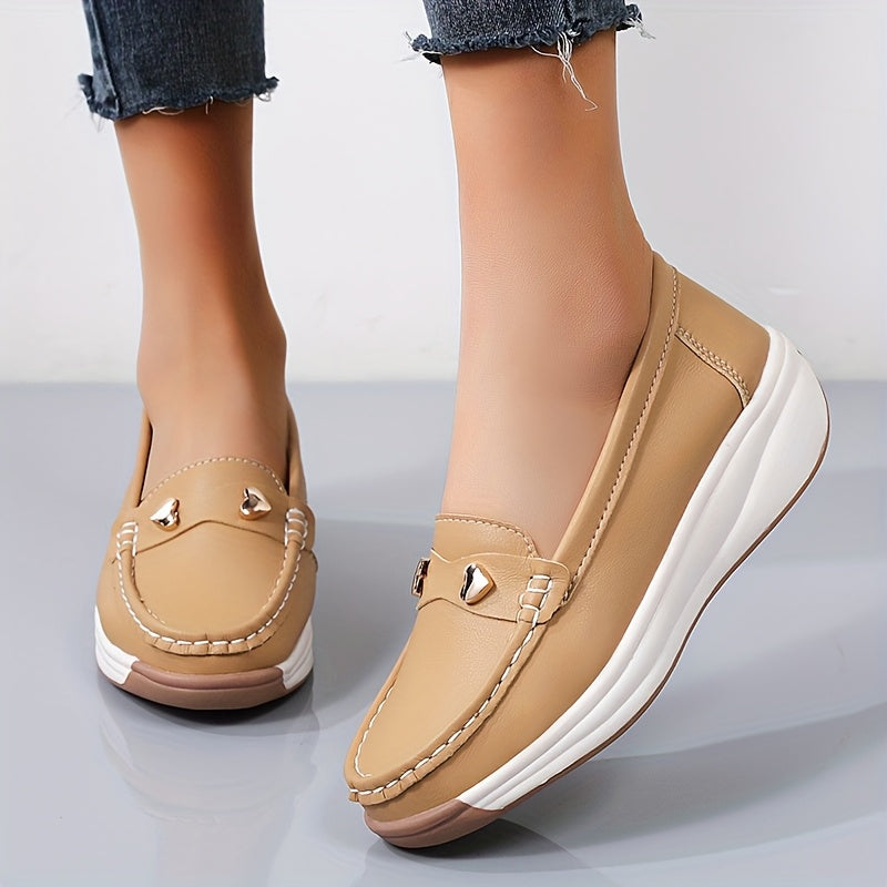 Women's Black Loafers with White Sole Slip-On Flats Casual All-Season