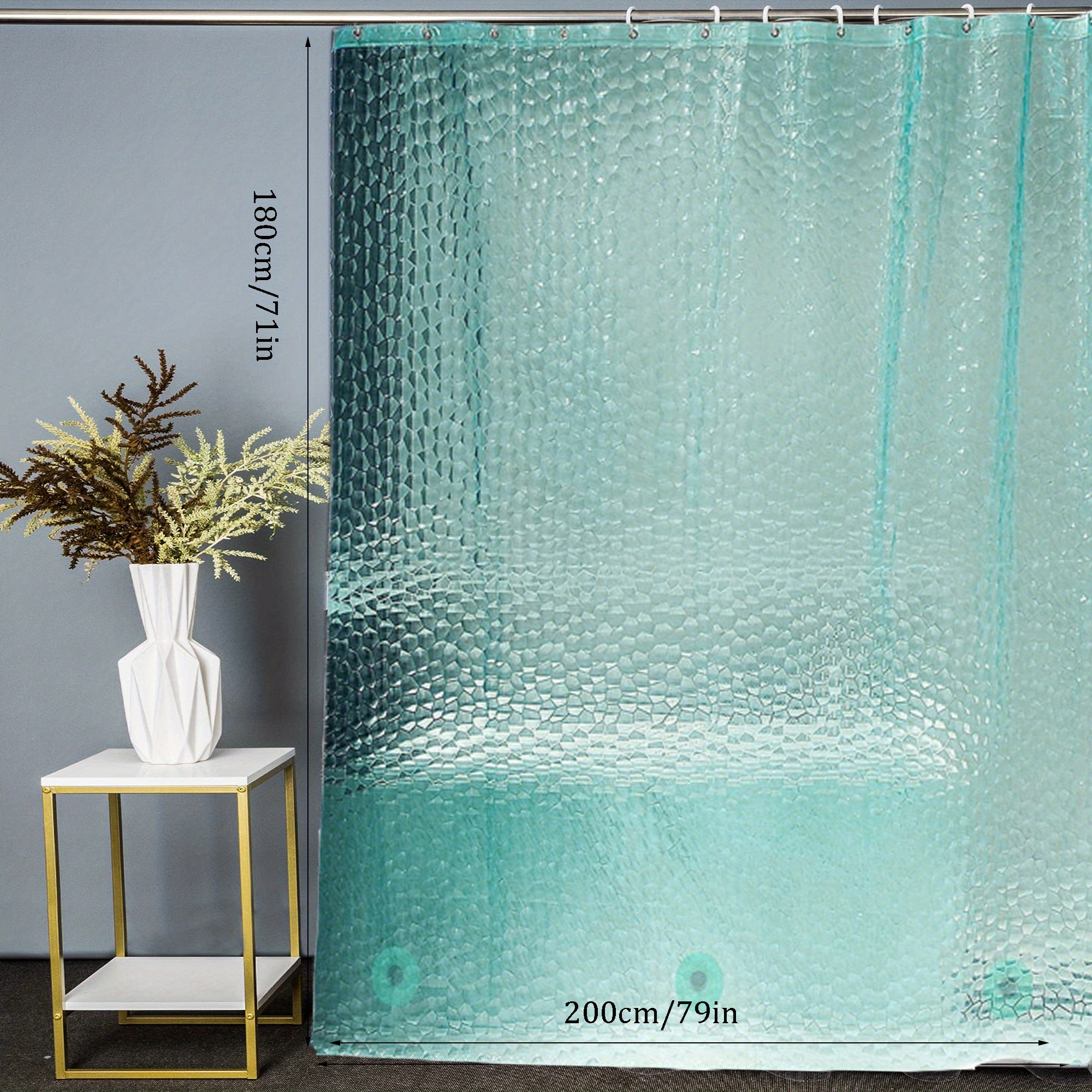 Blue Waterproof 3D Pebble Pattern Shower Curtain 72x72 Inches for Bathroom