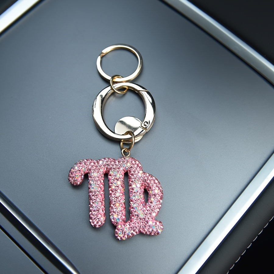 Llavero de resina rosa y metal con cristales para bolsos y mochilas