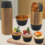 Gold Rimmed Cupcake Liners Set of 50 High-Temperature Resistant Baking Cups for Muffins
