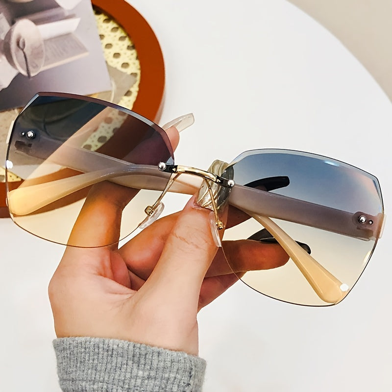 Oversize Polygon Frame Outdoor Sunshade with Gradient Color Lens