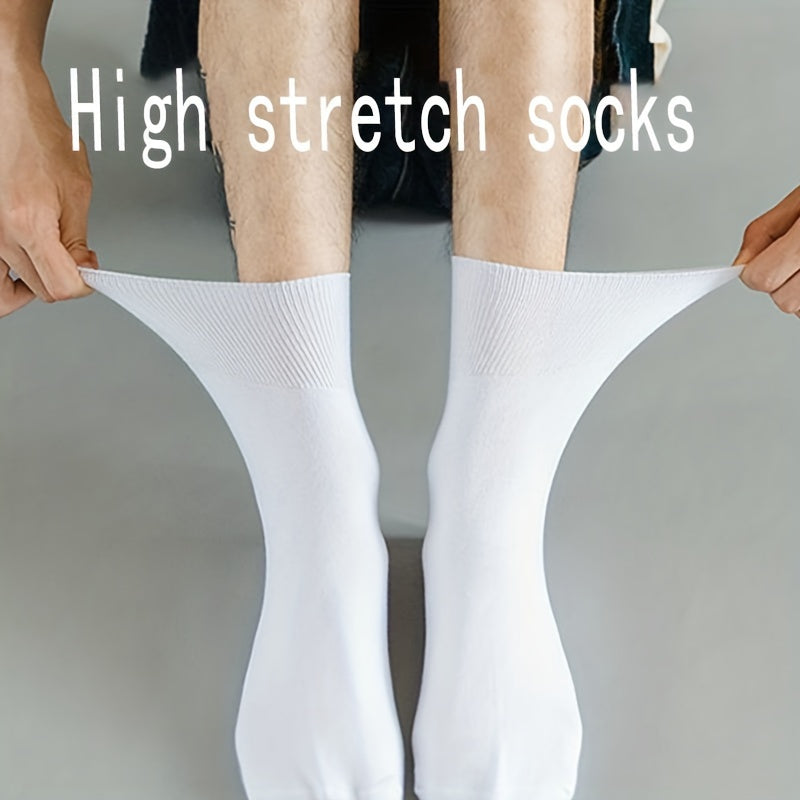 Men's Crew Socks Breathable Cotton Blend Plain Color Spring Autumn EUR 39-50