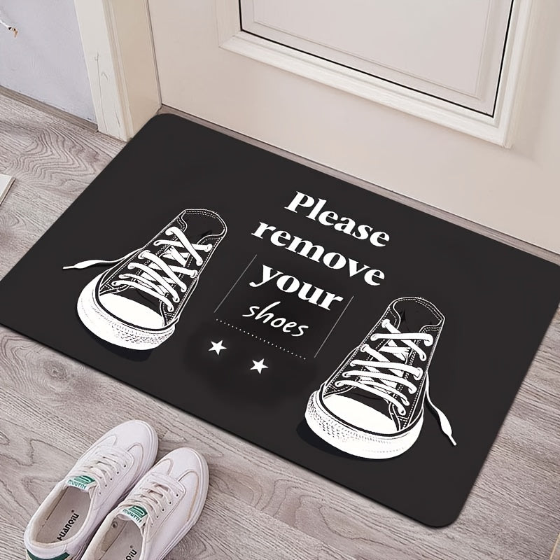 Polyester Doormat Set with Please Remove Your Shoes Design Non-Slip Machine Washable Indoor Home Decor