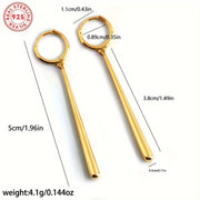 Sterling Silver Uzun Tashlash Quloqchinlar Suv Teshik Dizayni Oltin Rangli Zamonaviy Zargarlik