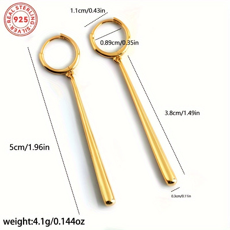 Sterling Silver Uzun Tashlash Quloqchinlar Suv Teshik Dizayni Oltin Rangli Zamonaviy Zargarlik