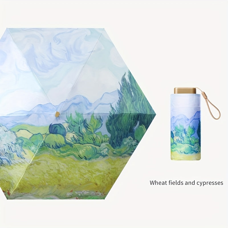 Mini Sun Umbrella Rain Umbrella 6-Fold UV Protection Lightweight Portable