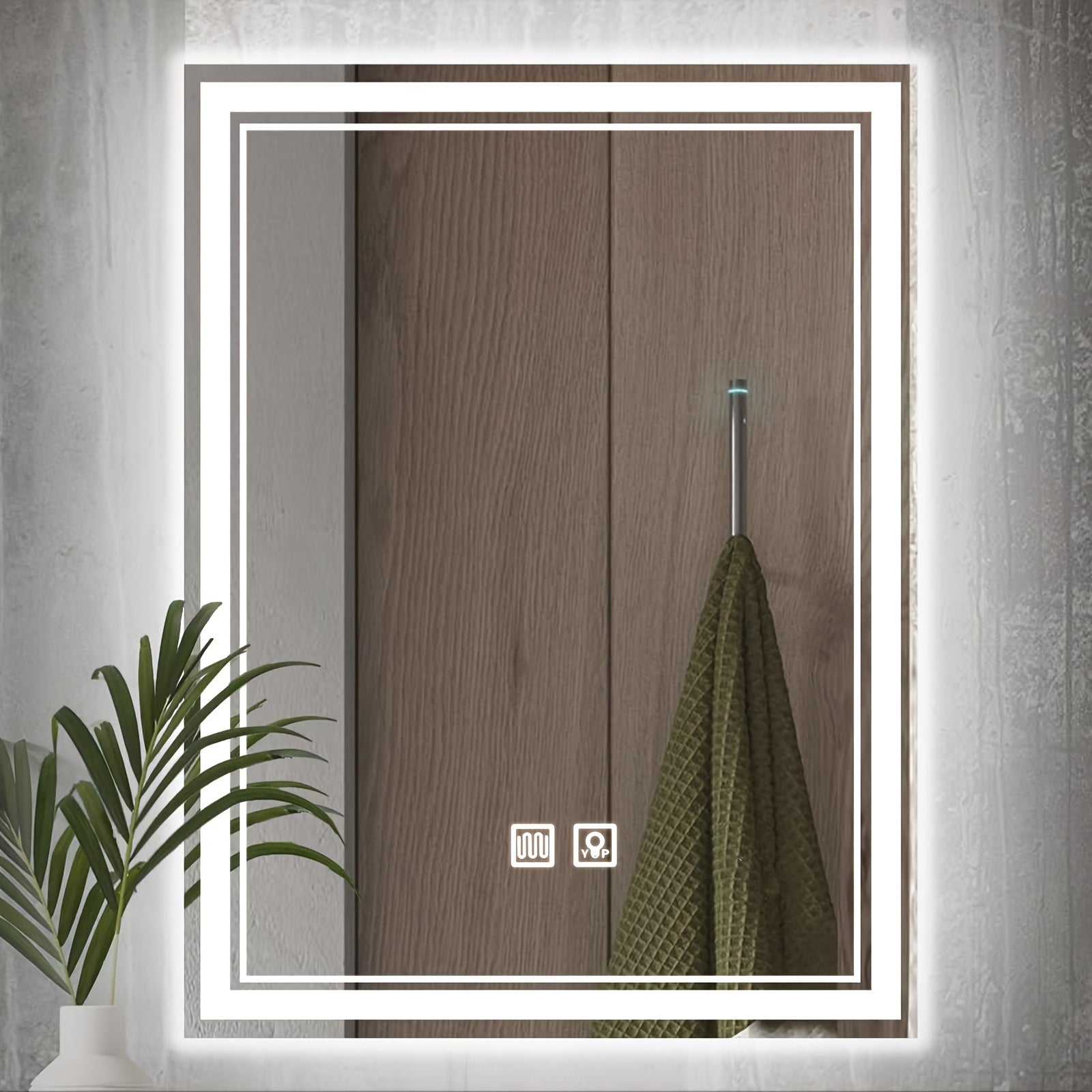 Touch-Controlled LED Bathroom Mirror with Adjustable Brightness and Defogging