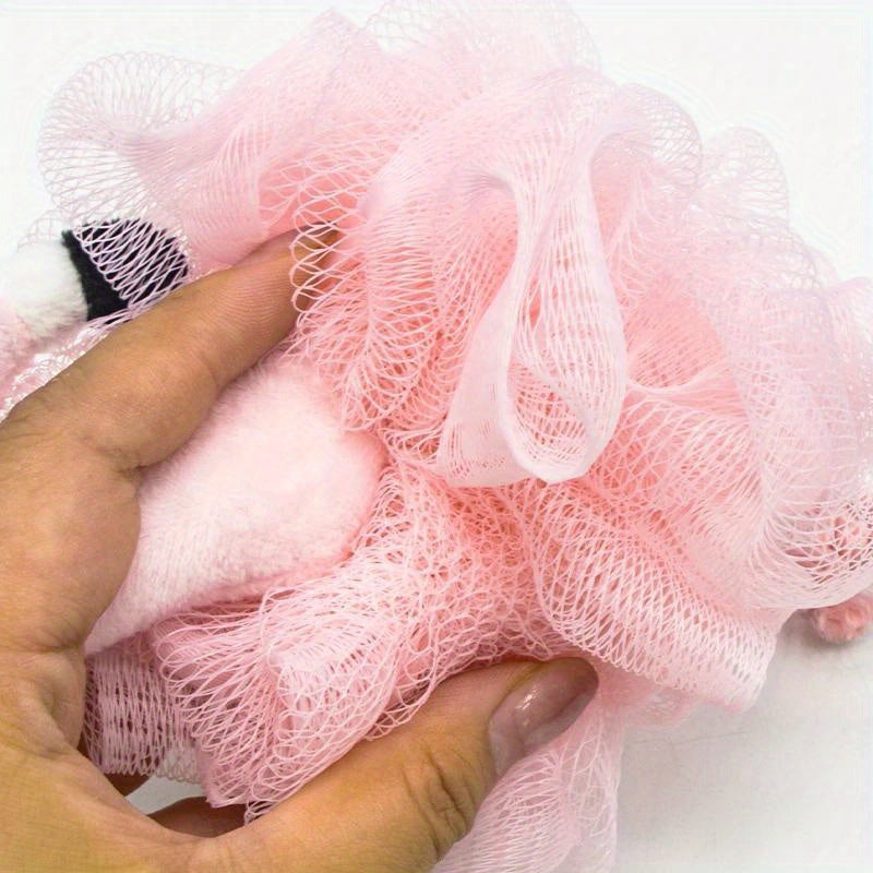 Exfoliante corporal de esponja de luffa Pink Flamingo con diseño de dibujos animados para baño y exfoliación