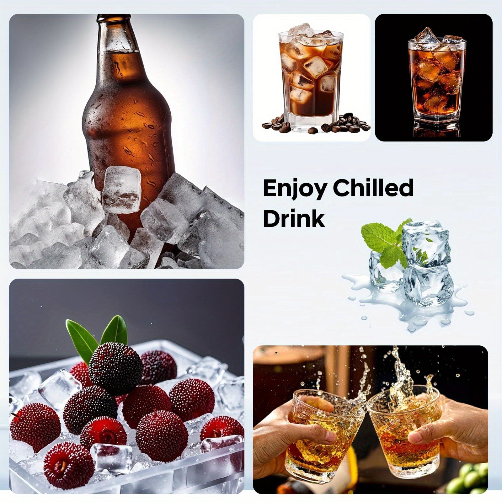 Silicone Ice Cube Tray Mold with Lid 15/24 Square Grids BPA-Free