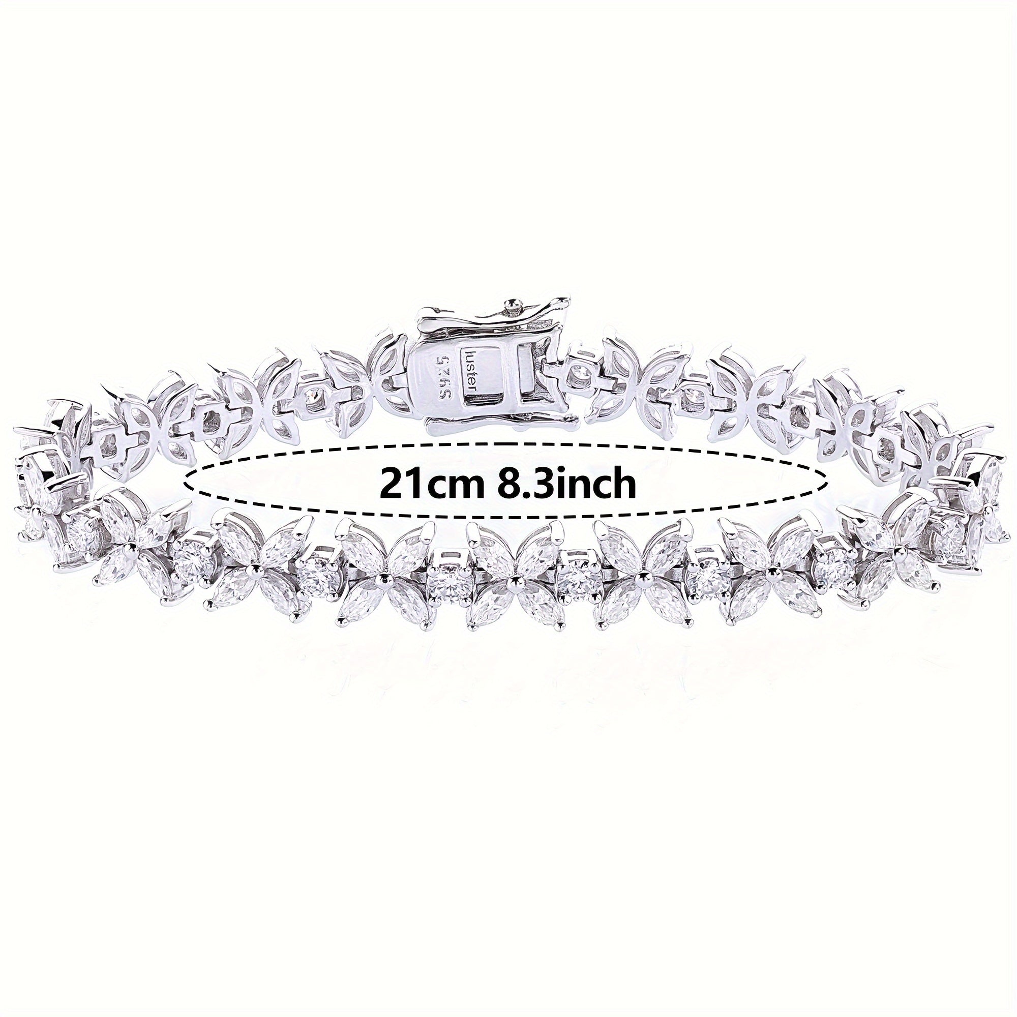 Silver Butterfly Bracelet with Moissanite Stones 2MM Plated in Platinum