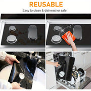 3 ta qayta ishlatiladigan yopishqoq bo'lmagan gaz pechka qoplamalari to'plami - issiqqa chidamli, yuvilishi mumkin bo'lgan yonish himoyachilari, chizishlardan saqlanish uchun, gaz pechka usti uchun pechka himoyasi