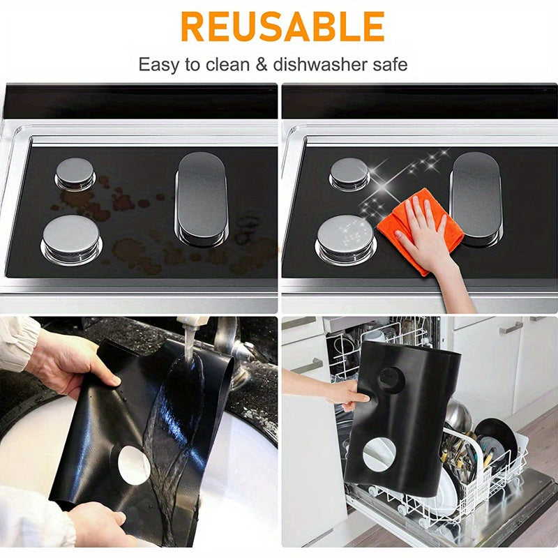 3 ta qayta ishlatiladigan yopishqoq bo'lmagan gaz pechka qoplamalari to'plami - issiqqa chidamli, yuvilishi mumkin bo'lgan yonish himoyachilari, chizishlardan saqlanish uchun, gaz pechka usti uchun pechka himoyasi