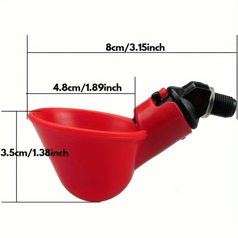 Avtomatik tovuq va parranda suv beruvchi idish, stakanlar bilan, qizil plastmassa, 3/6/9 ta paket