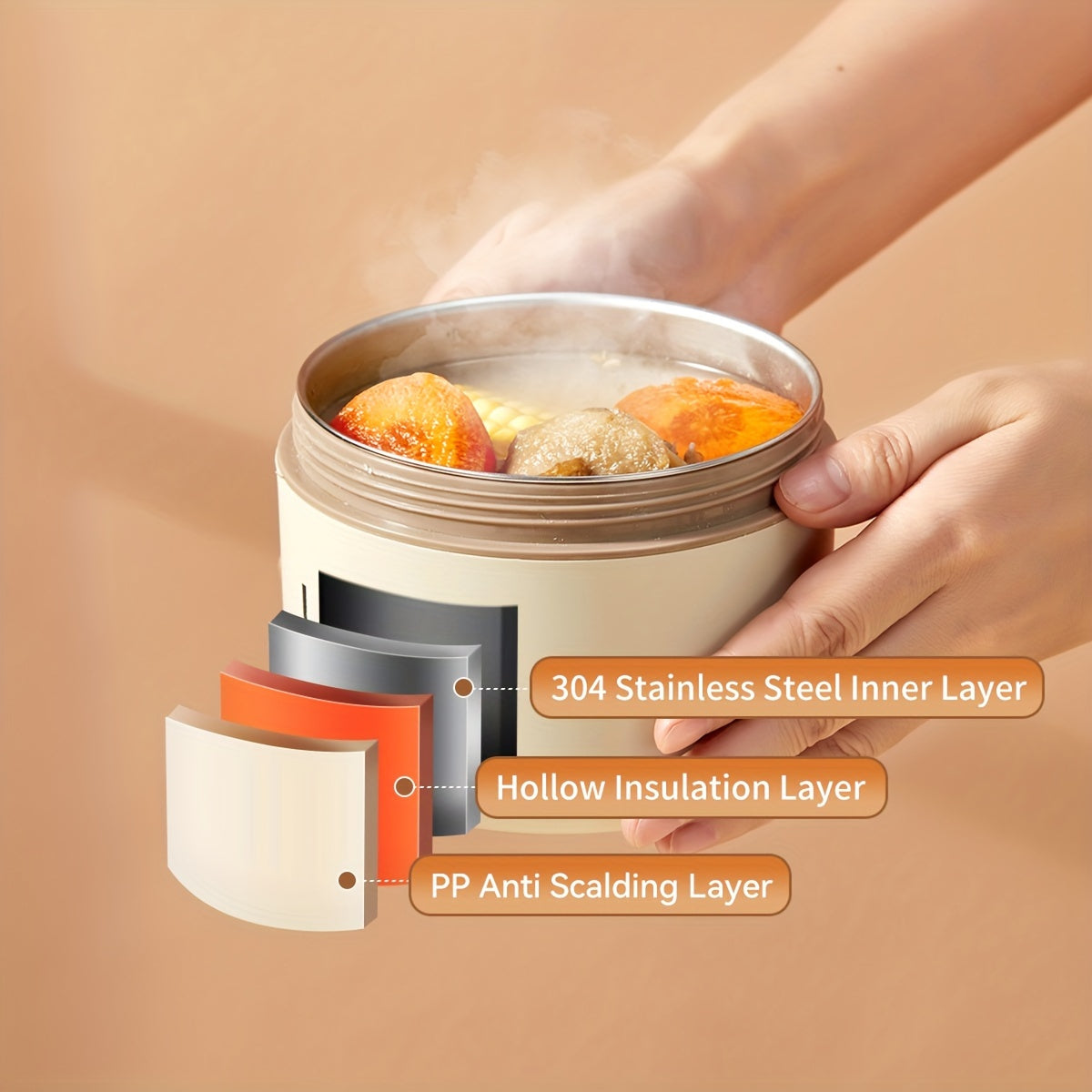 Stainless Steel Lunch Box Leak-Proof Round Bento Container for Meals and Salads