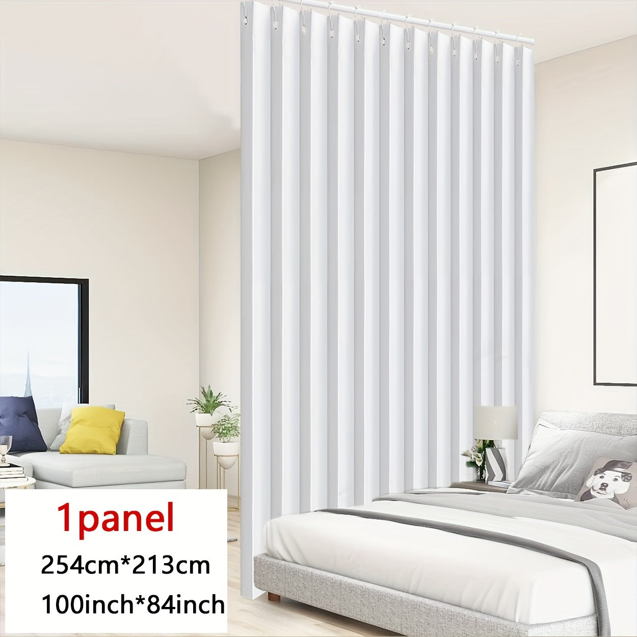 Folding Curtain Waterproof Stain-Resistant Privacy Divider for Living Room Bedroom Kitchen