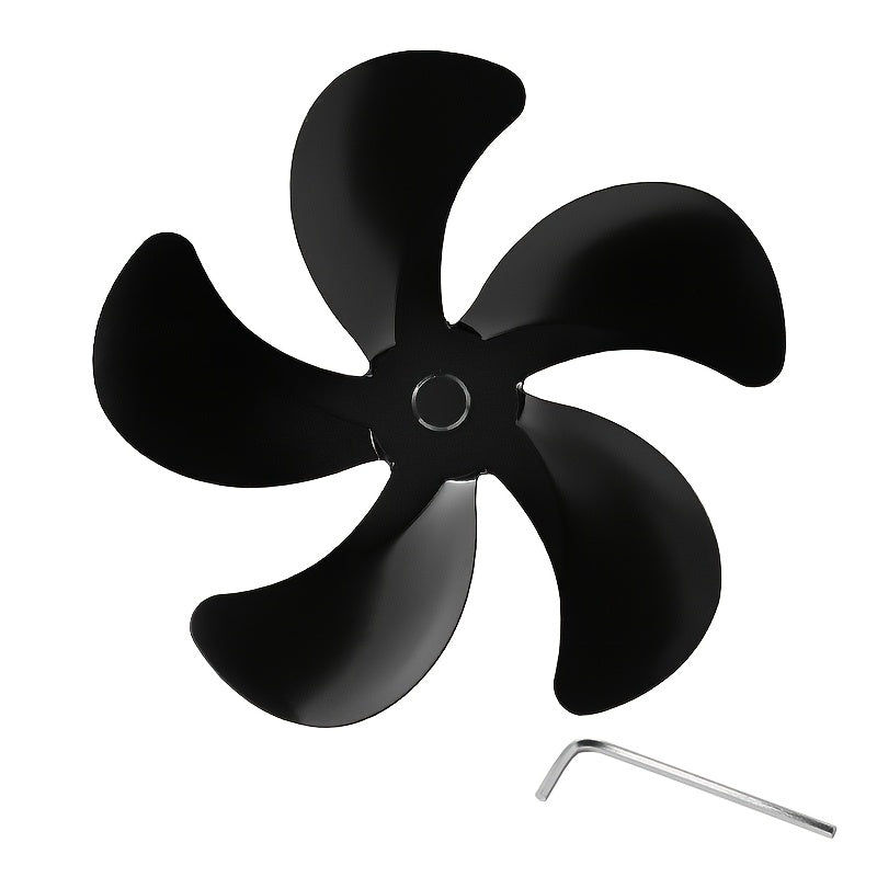 Fireplace Fan Accessories 5-Blade Black Aluminum Alloy 180mm Diameter