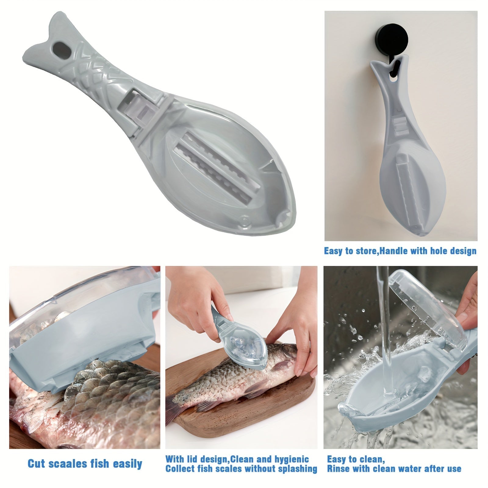 Set of 5 Fish Scaler Remover Tools Stainless Steel Sawtooth Bottle Opener Scraper