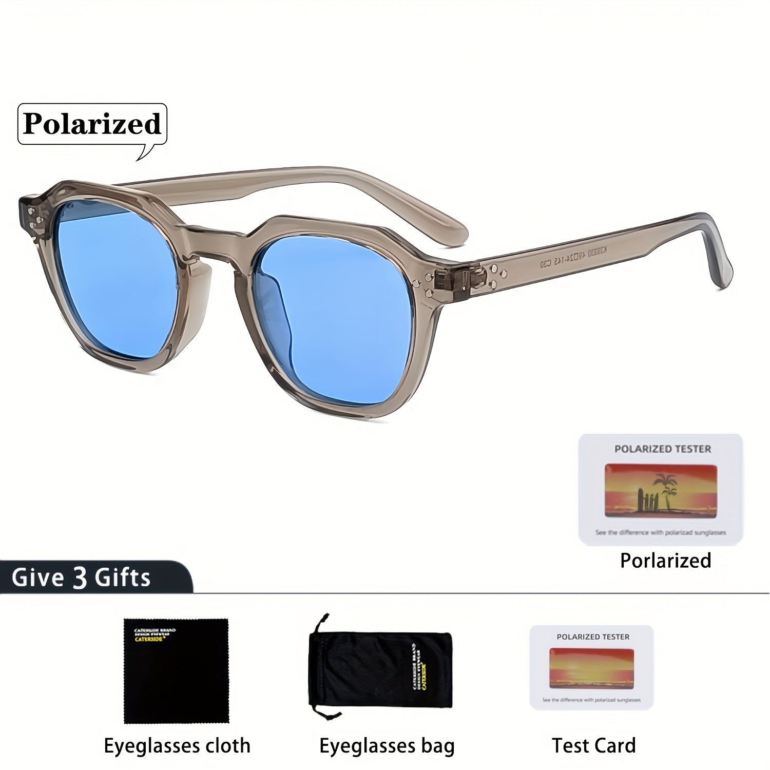 Unisex Round TR90 Frame Sunglasses Polarized for Outdoor Sports Travel and Photos