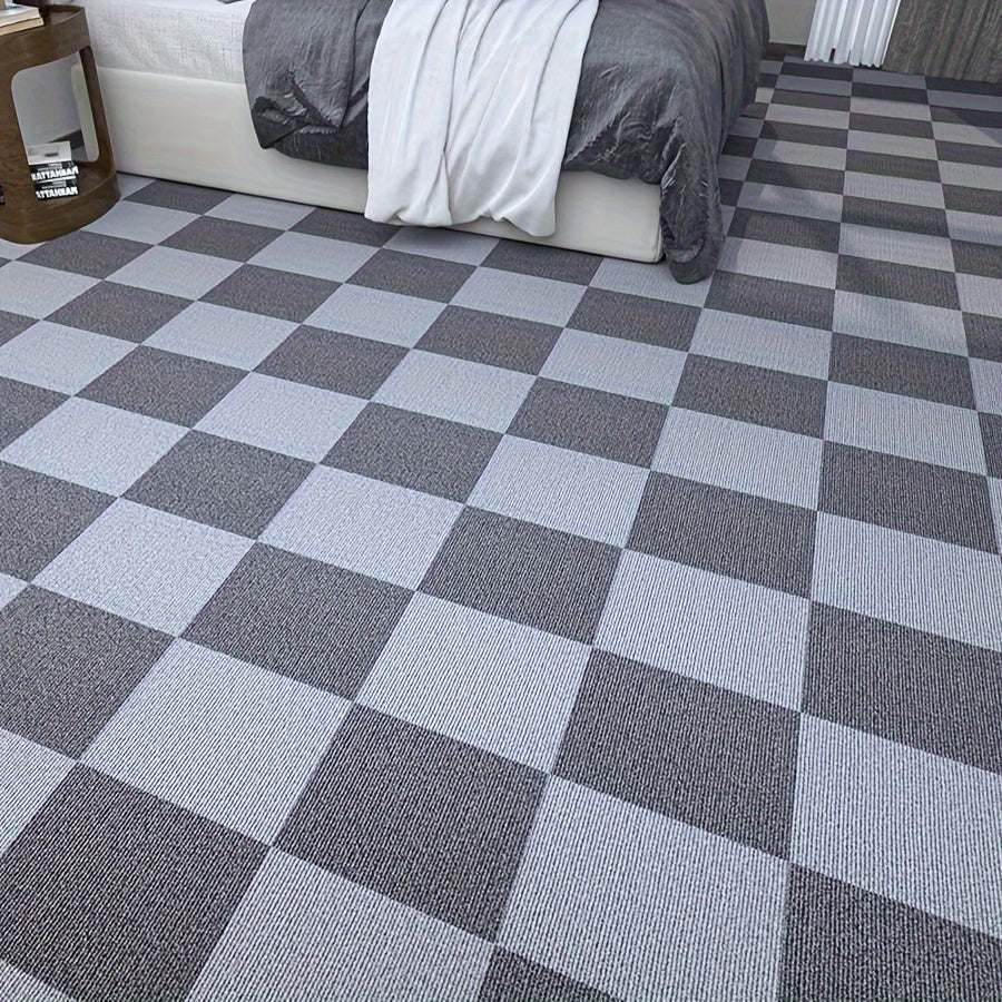 10/20/30 Paket Shakllar va Chiziqlar O'z-o'zidan yopishqoq Gilam Plitalari Ofis va Tijorat Pollari uchun, Oson Qopqoq va Yopishtirish O'rnatilishi, O'lchamga Mos Kvadrat Kvadratlar.