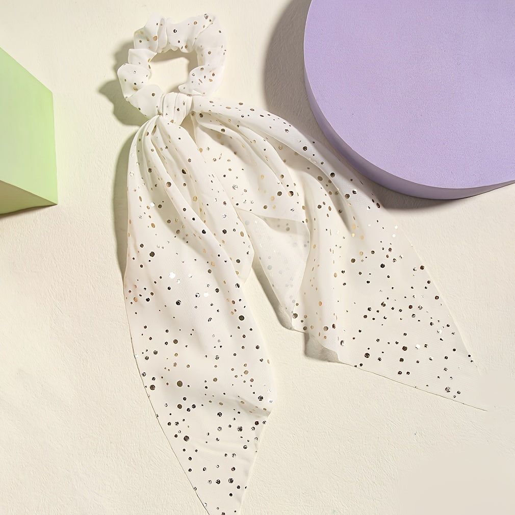 Women’s Satin Hair Scrunchies Set with Polka Dot Scarves and Bowknot Hair Bands