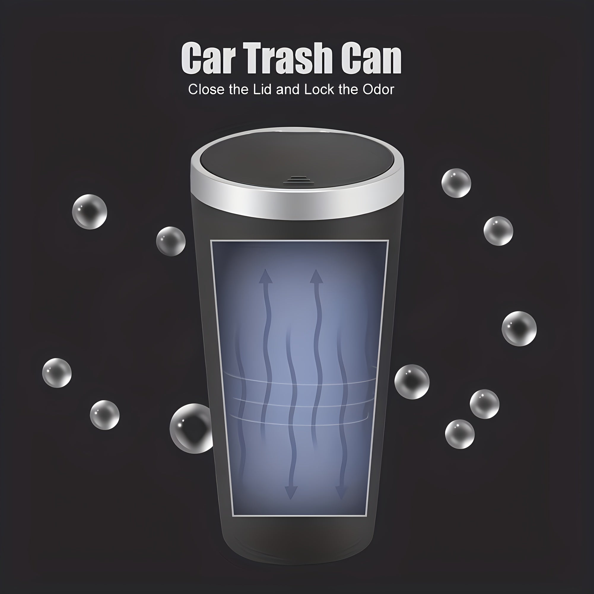 Mini Car Trash Can Waterproof ABS Compact Leakproof with Pop-Up Lid