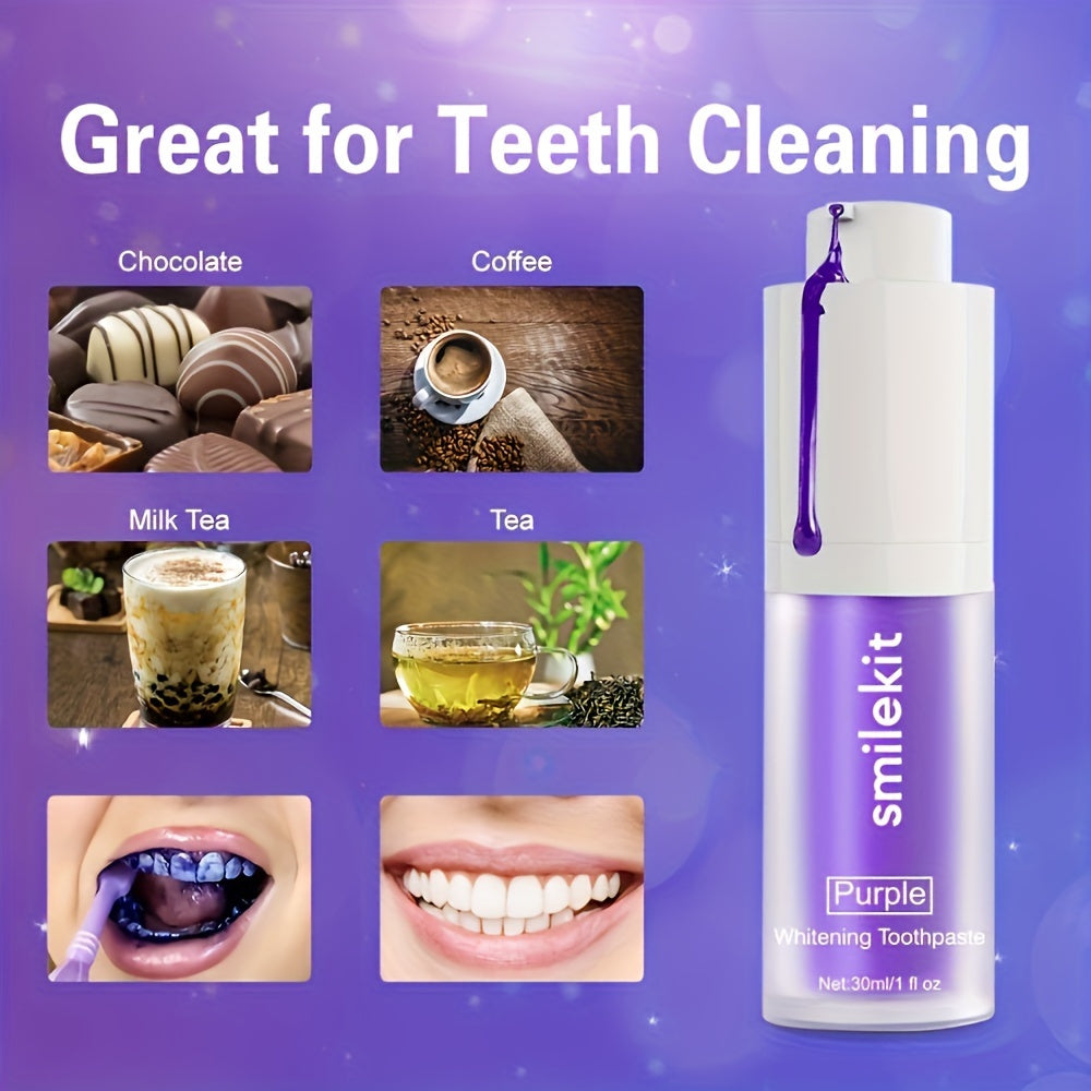 Purple Whitening Toothpaste for Deep Cleaning Fresh Breath Travel Mini