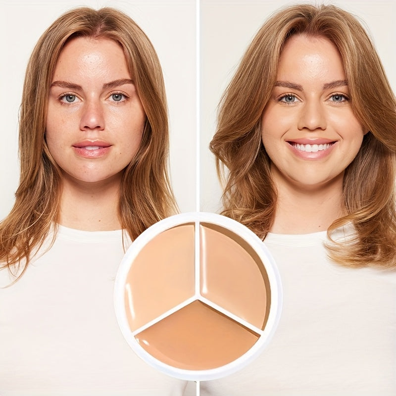 3-Shade Concealer Palette Toʻliq Yopish Qobiliyatiga Ega Qorongʻi Doʻmboqlar va Yoriqlar uchun