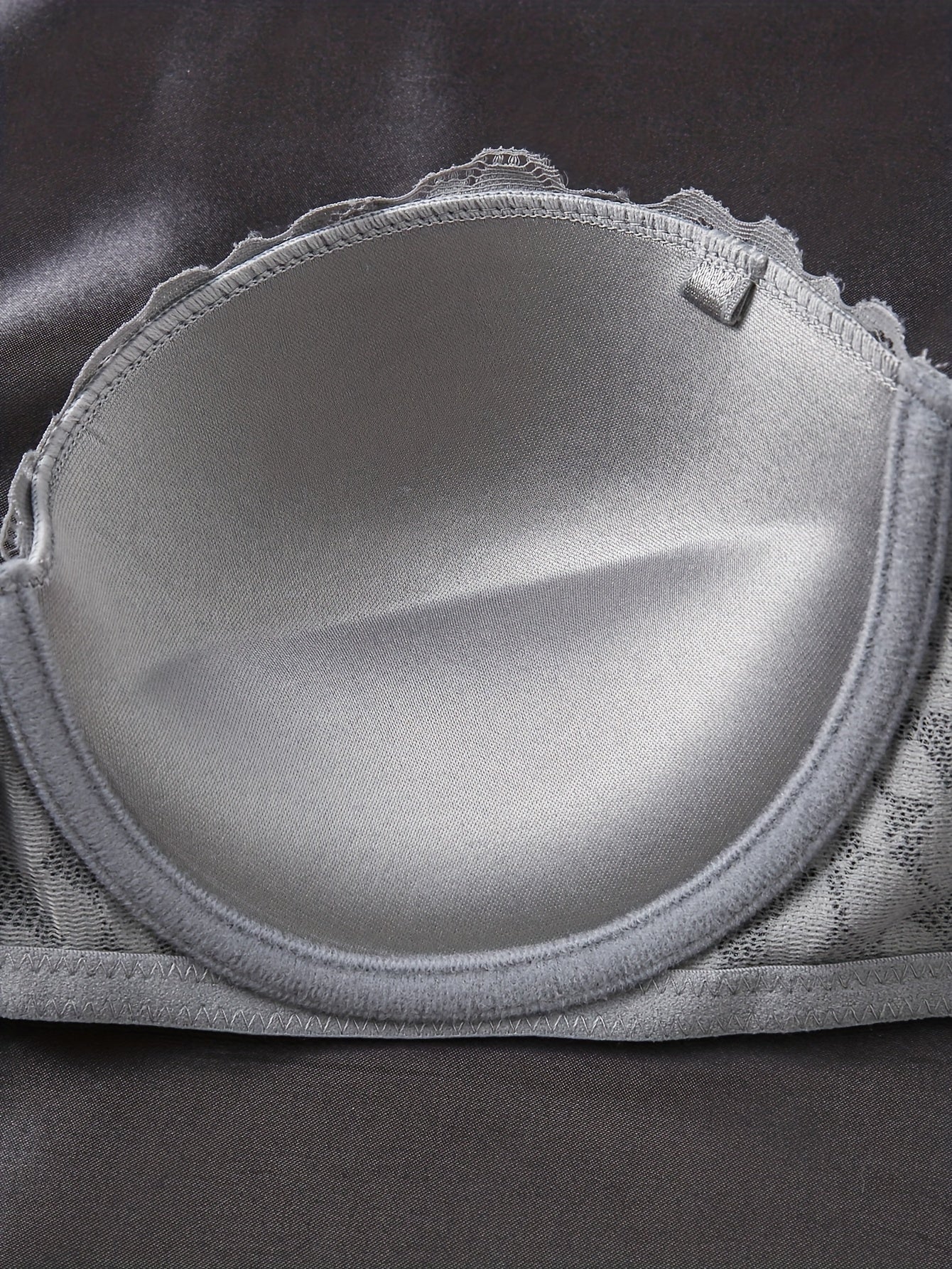 Women's Lace Strapless Push-Up Bras in White Gray Black with Front Closure