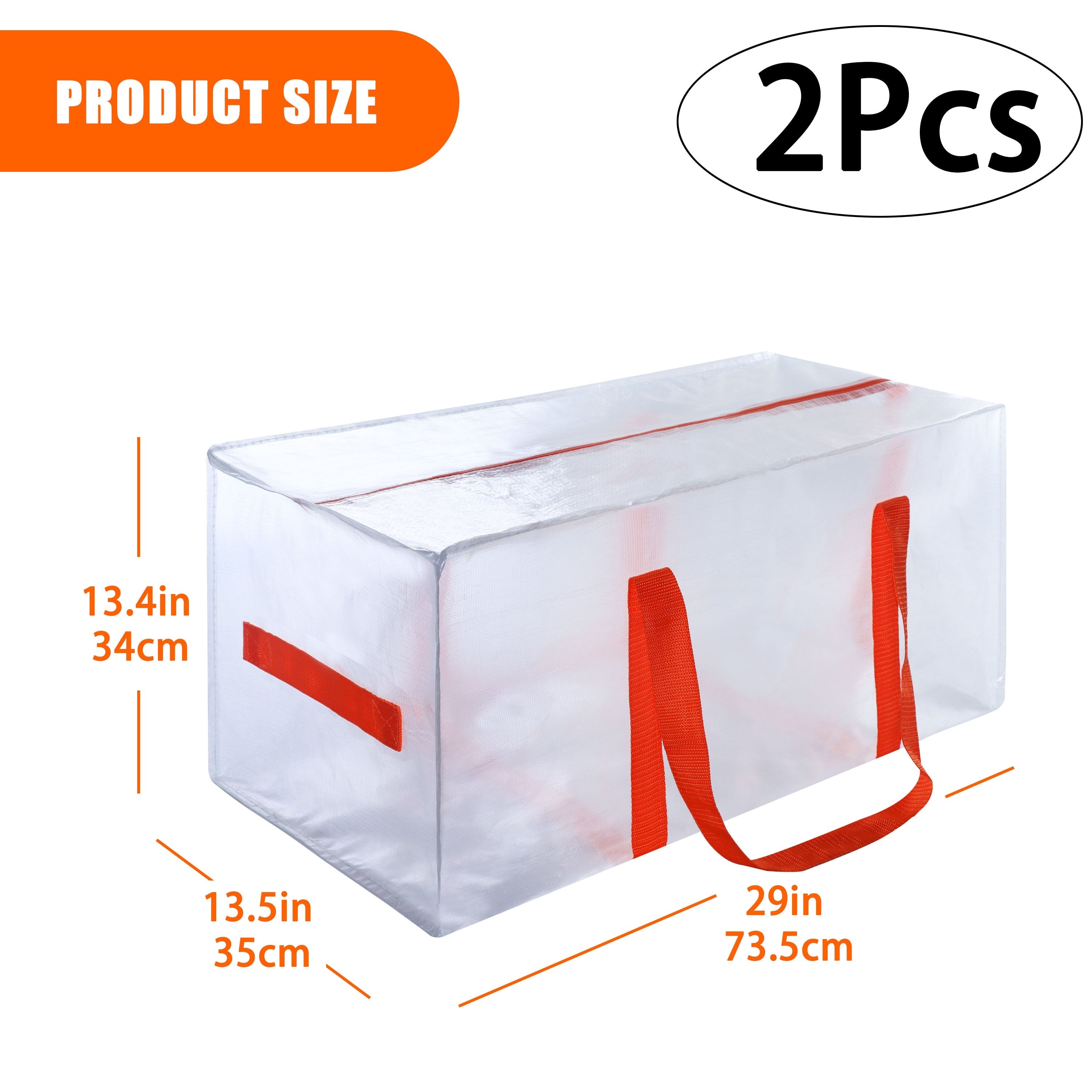 Two Large Storage Bags with Zippers Handles Durable Storage Bin for Bedroom Closet