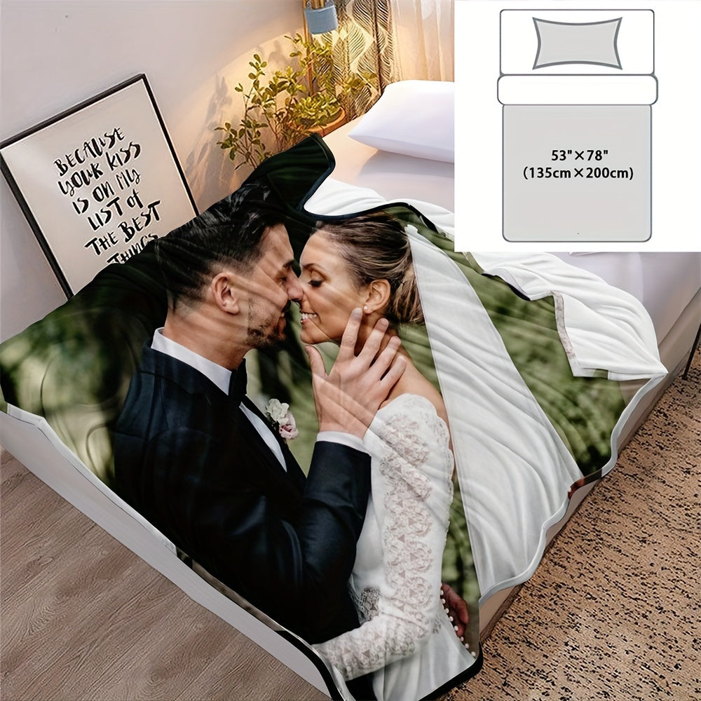 Personalized Photo Flannel Bed Blanket for Home Wedding Birthday Christmas Valentine
