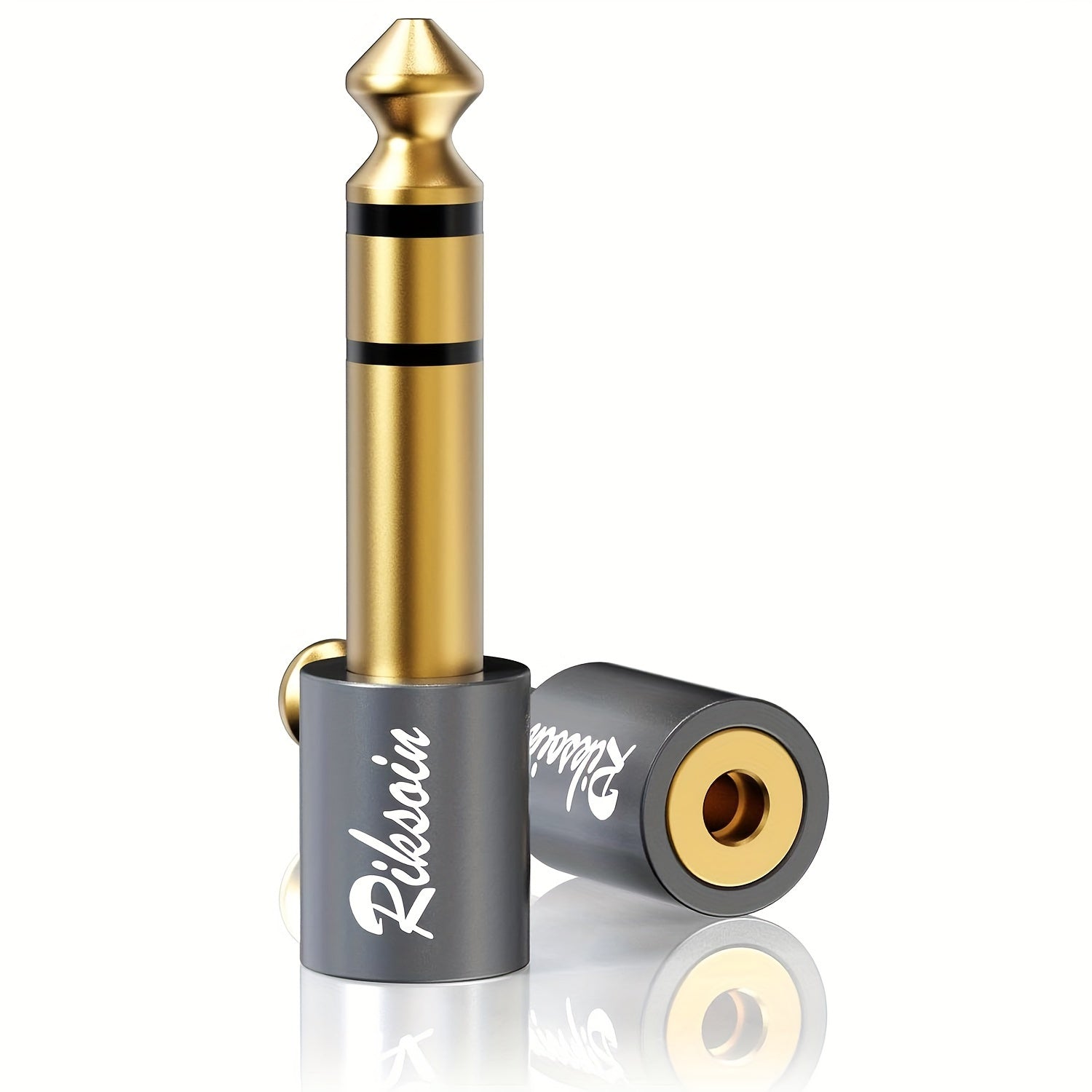 6.35mm Male to 3.5mm Female Stereo Headphone Adapter Alloy Black High Fidelity