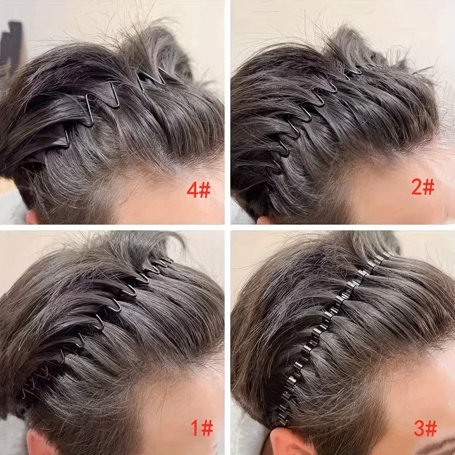 Set of 7 Unisex Black Metal Elastic Non-Slip Hairbands for Fashion and Sports