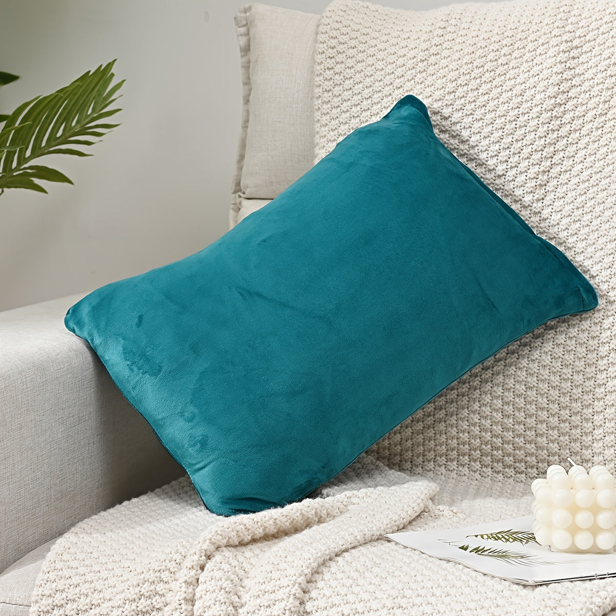 Luxurious Silver Fox Velvet Throw Pillow Cover with Zipper Closure