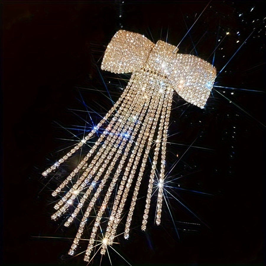 Chic Hair Accessory with Water Drill Tassels and Butterfly Bows for Elegant Hairstyles