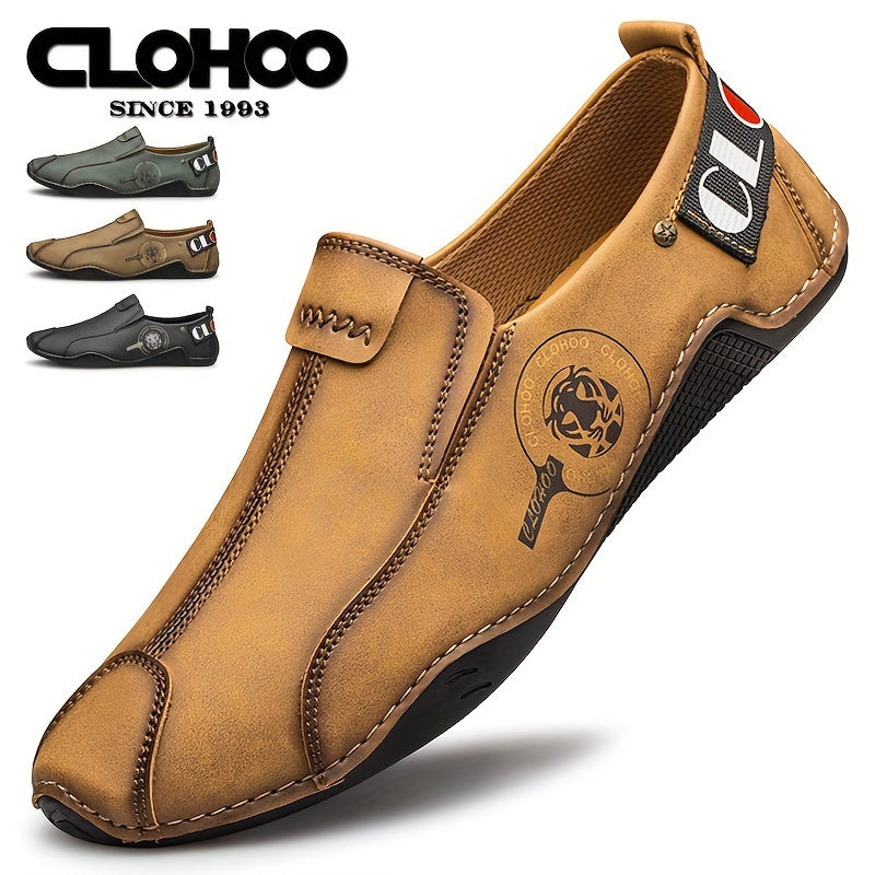 Men's Leather Loafers Slip-On Casual Shoes for Spring Summer Fall Solid Color