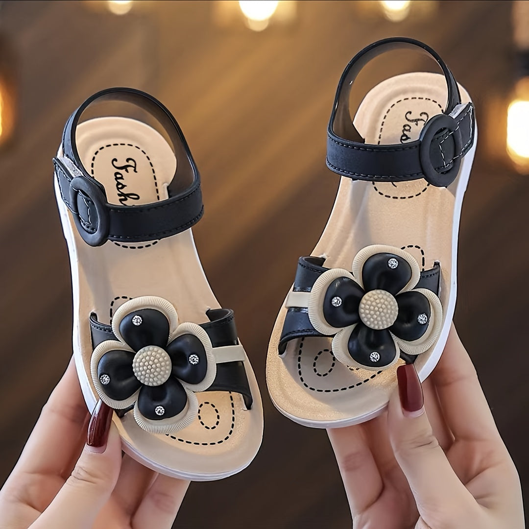 Girls' Floral Sandals for Kids 1-5 Years Non-Slip Soft Sole Summer Beach Shoes