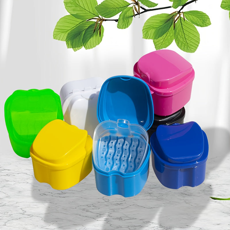 Plastic Dental Care Cleaning Box with Filter Net for Dentures and Retainers