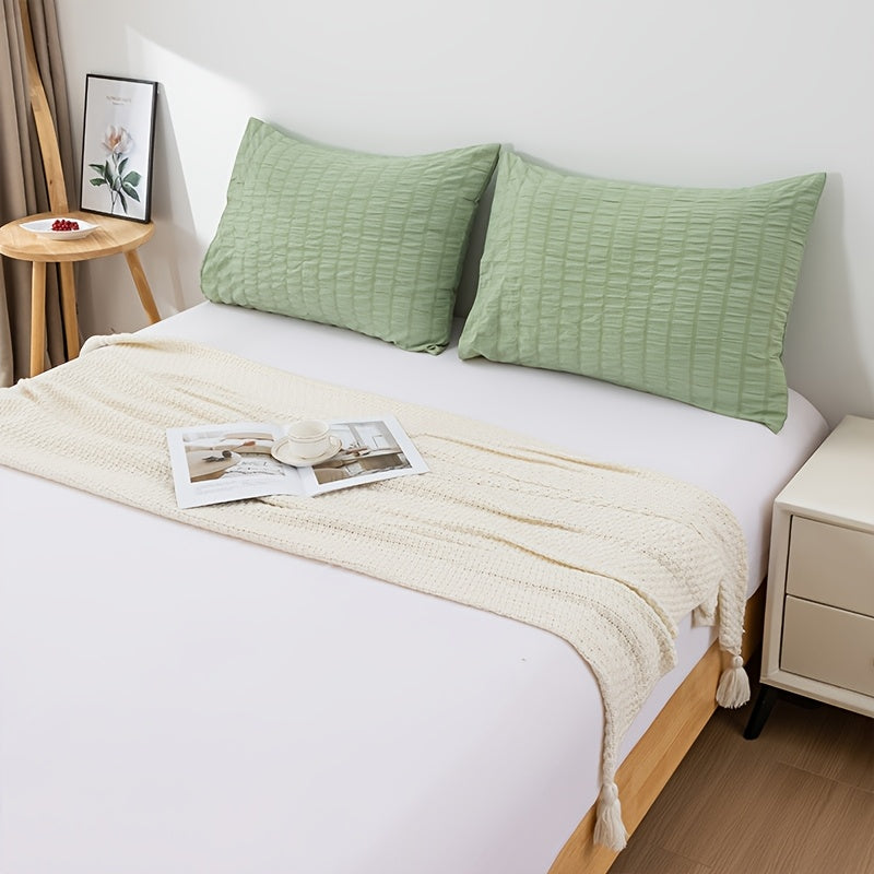 Set of Two Pillowcases 50x70 Inches Skin-Friendly Polyester Spandex Soft Comfort