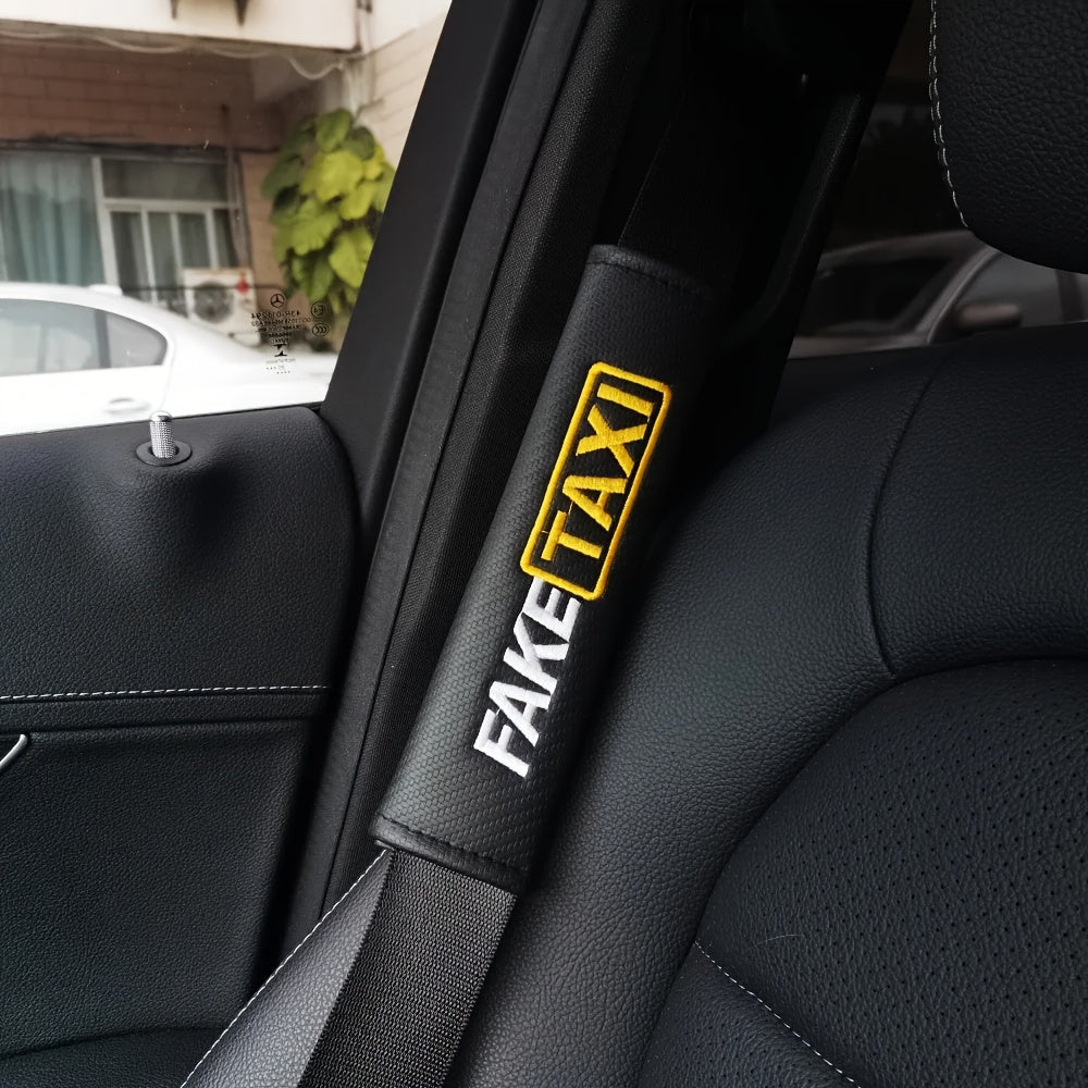 Universal Carbon Fiber Look Car Seat Belt Shoulder Pads Soft Faux Leather Covers 2pcs