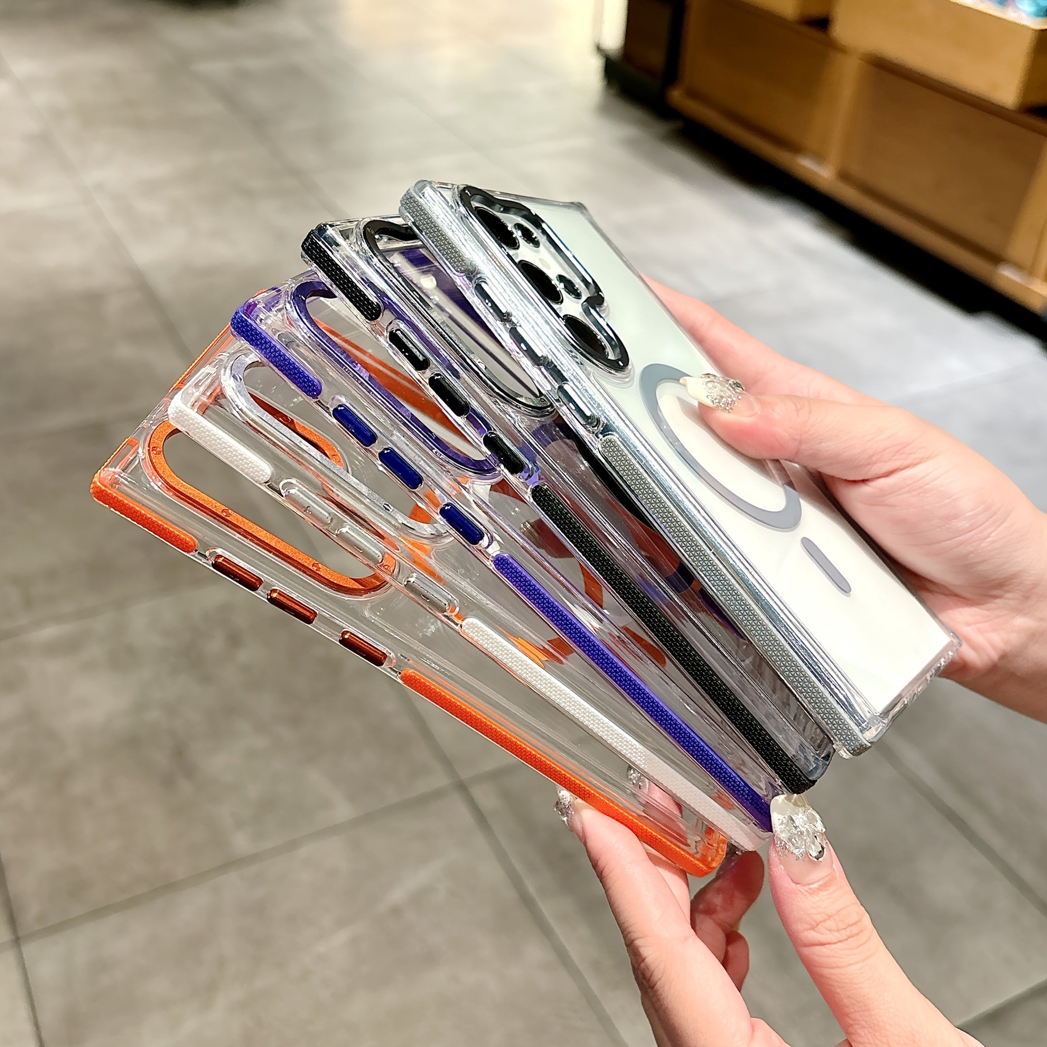 Transparent Magnetic Anti-Slip Phone Case for Samsung Galaxy S23 Ultra Plus with Wireless Charging and Shockproof Protection