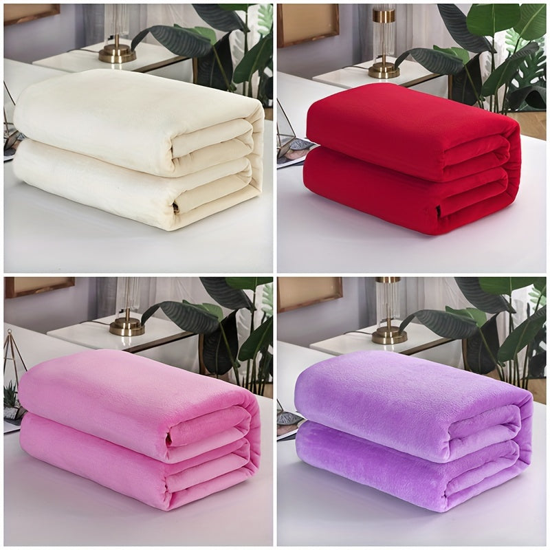 Ultra-Soft Flannel Blanket Solid Color Cozy Plush Bedding Cover for Couch Bed
