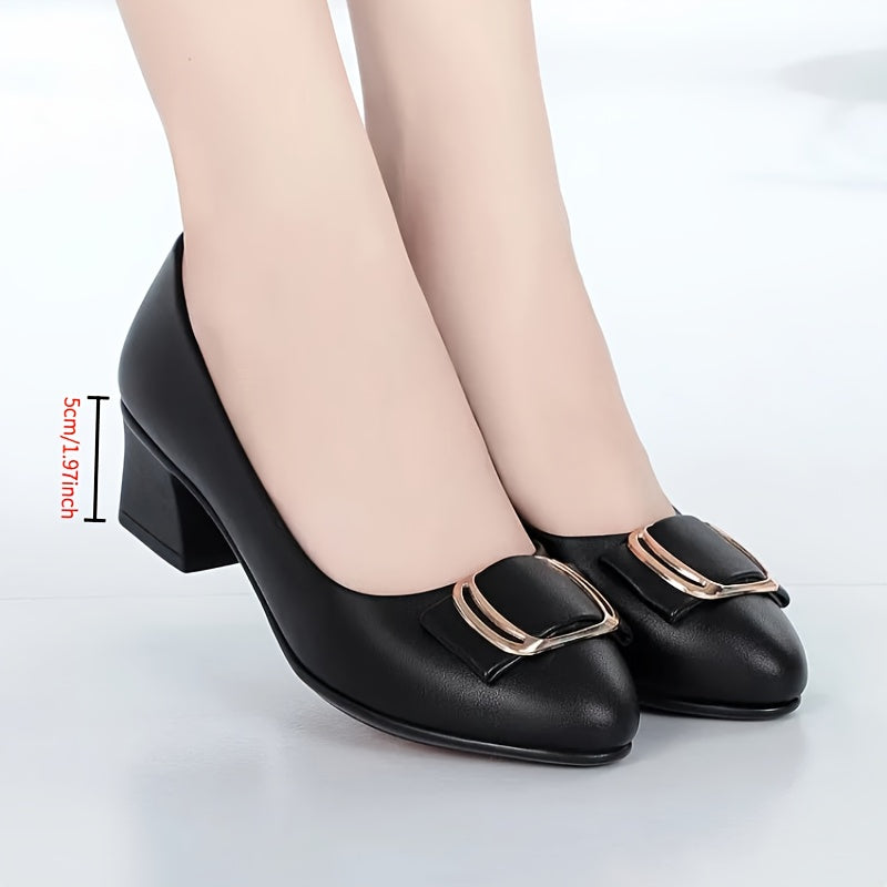 Women Black Synthetic Flat-Soled Work Shoes for Professionals