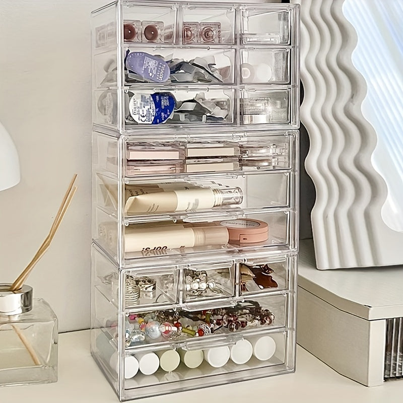 Acrylic Desktop Drawer Storage Box with 3/5/7 Compartments for Jewelry Organization